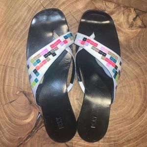 DKNY Leather Sequins Flip Flops 8